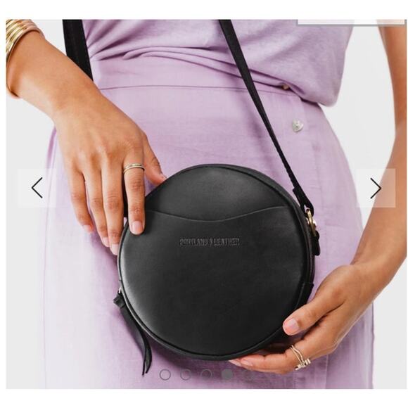 Portland Leather Handbags - Portland Leather Black Small Circle Crossbody Bag